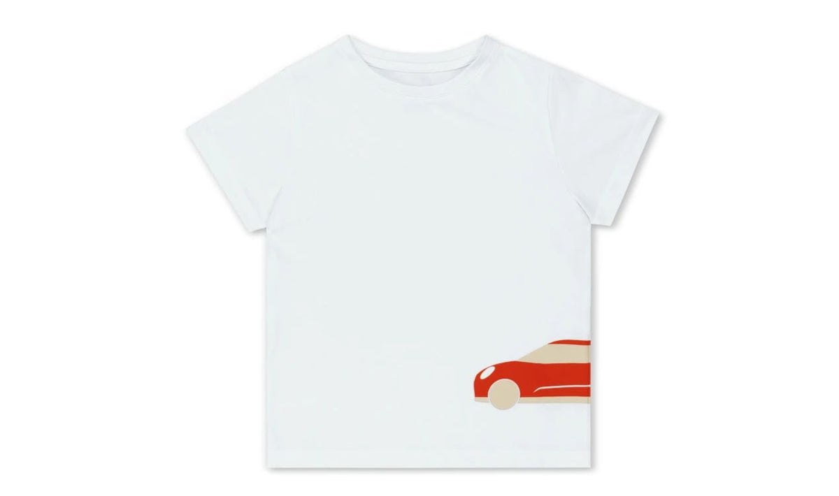 MINI T-shirt Enfant Car Silhouette Blanc/Rouge
