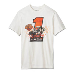 Harley-Davidson Camiseta #1 Racer Hombre Blanco Roto