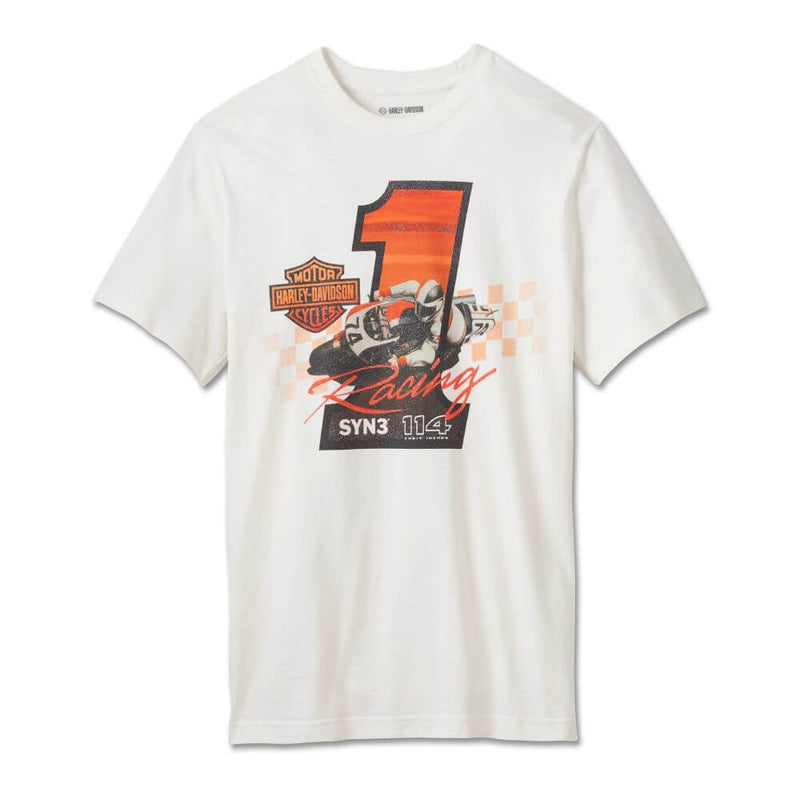 Harley-Davidson Camiseta #1 Racer Hombre Blanco Roto