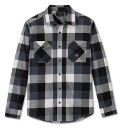 Harley-Davidson Camisa de Franela Essence Cuadros Hombre Negra y Azul Claro
