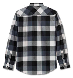 Harley-Davidson Camisa de Franela Essence Cuadros Hombre Negra y Azul Claro
