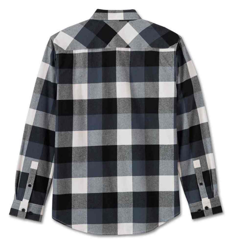 Harley-Davidson Camisa de Franela Essence Cuadros Hombre Negra y Azul Claro