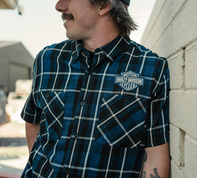 Harley-Davidson Camisa Essential de Cuadros Manga Corta Hombre