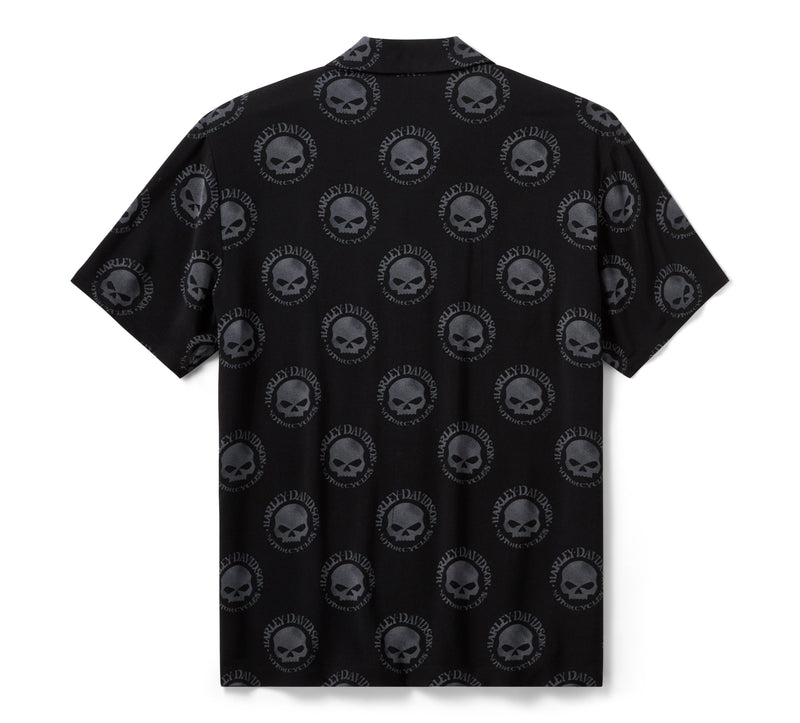 Harley-Davidson Camisa Aloha Willie G Skull Hombre Negra