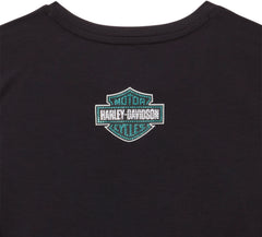 Harley-Davidson Top Ombré Bling Fruncido Mujer Negro