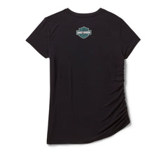Harley-Davidson Top Ombré Bling Fruncido Mujer Negro