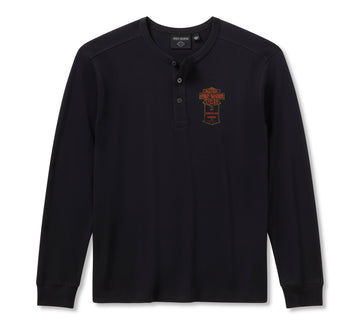 Harley-Davidson Henley Térmica American Classic Hombre Negra