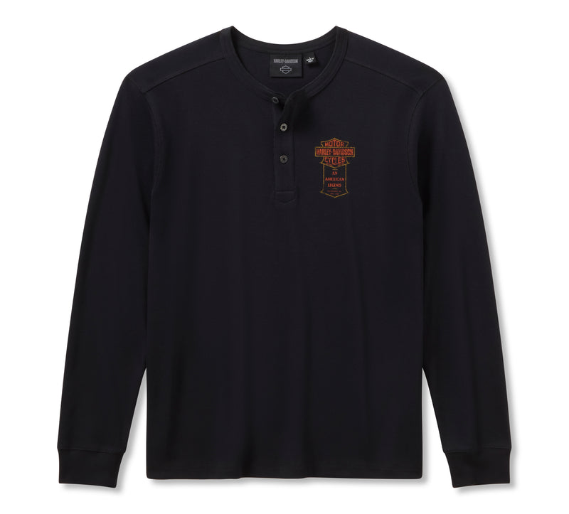 Harley-Davidson Henley Térmica American Classic Hombre Negra
