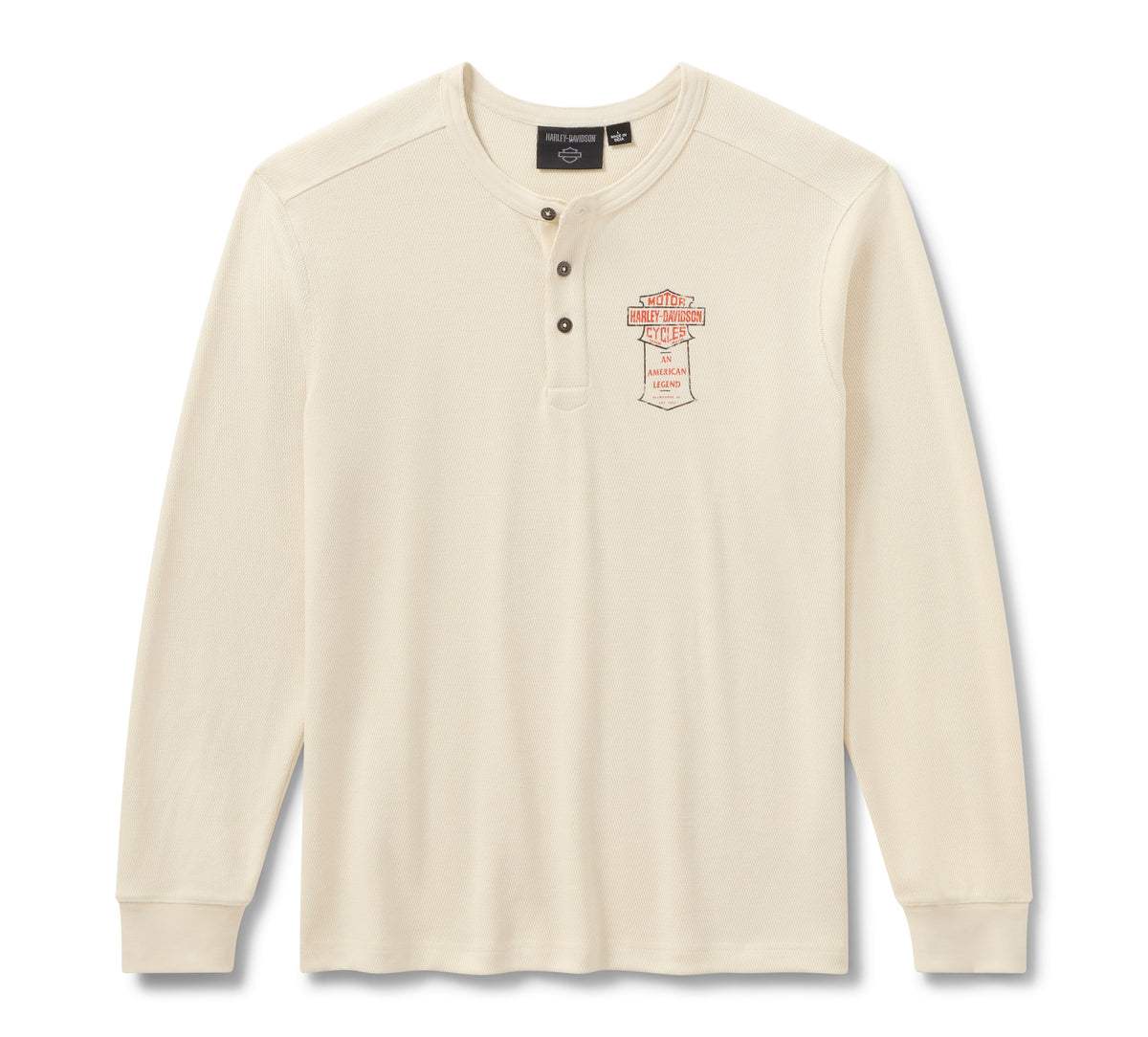 Harley-Davidson Henley Térmica American Classic Hombre Blanco Roto