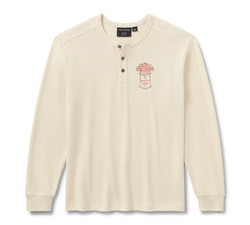 Harley-Davidson Henley Térmica American Classic Hombre Blanco Roto
