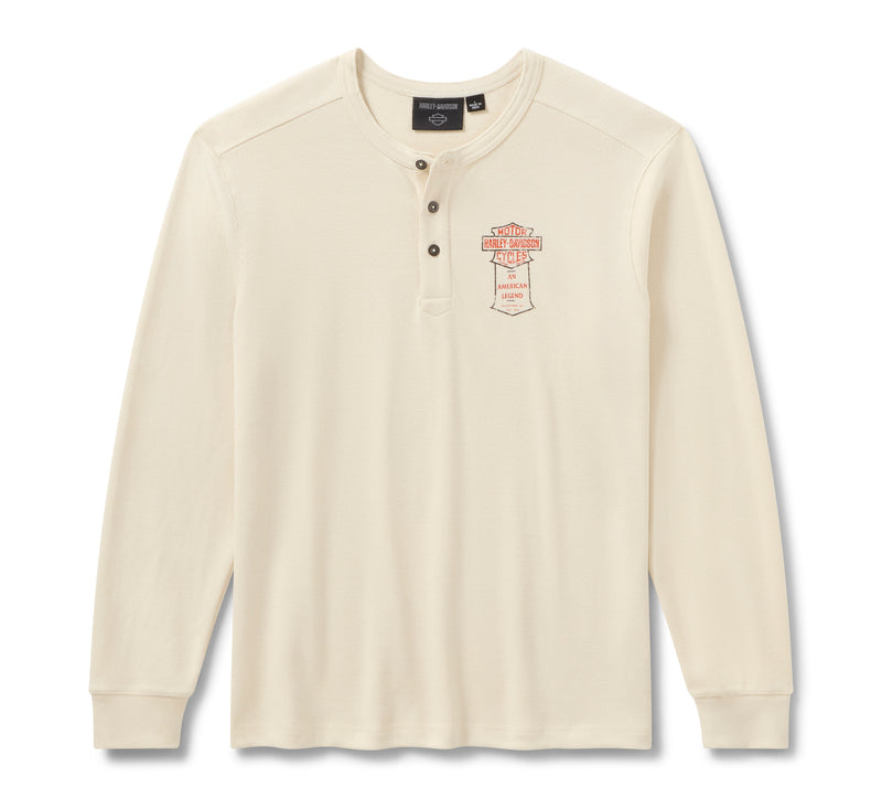 Harley-Davidson Henley Térmica American Classic Hombre Blanco Roto
