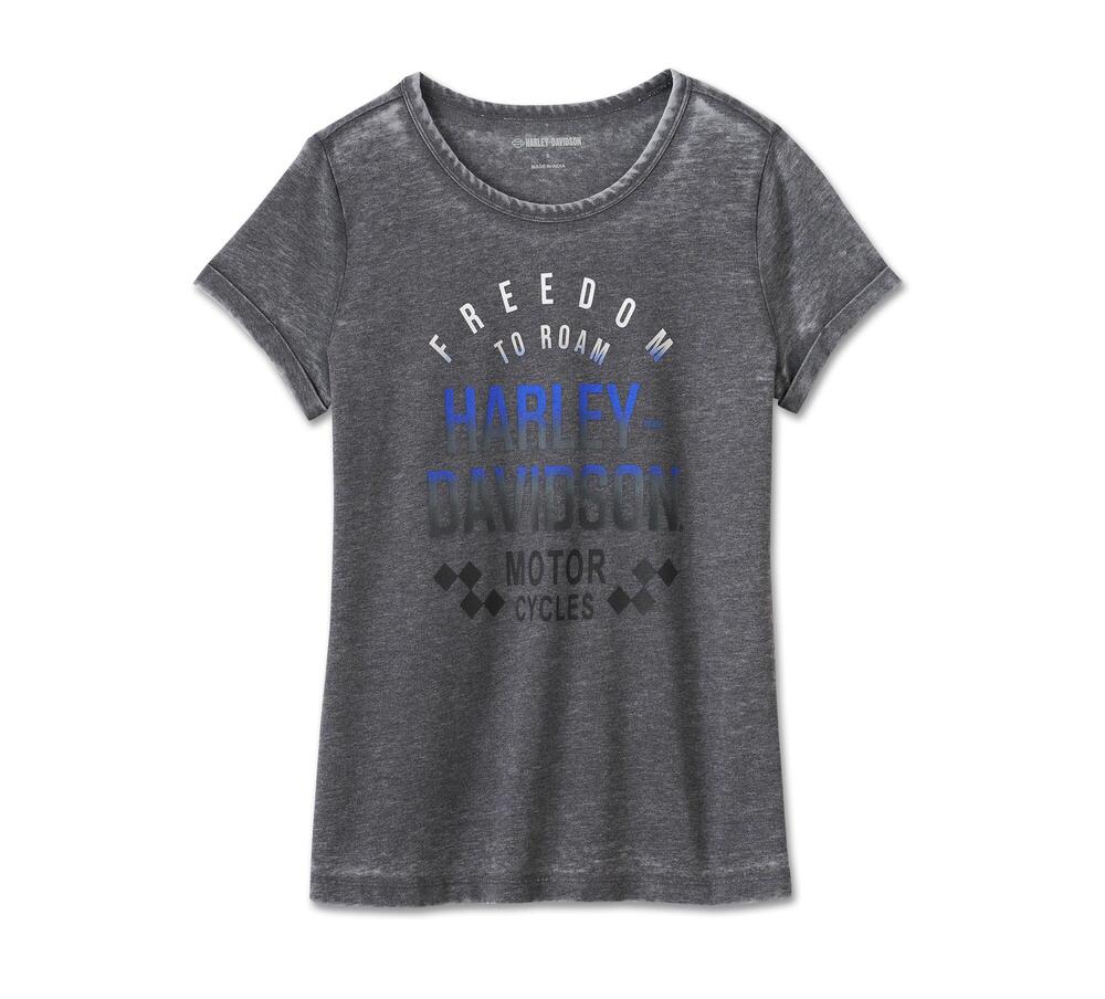 Harley-Davidson Camiseta Racing Graphic Mujer Negra Efecto Lavado