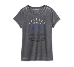Harley-Davidson Camiseta Racing Graphic Mujer Negra Efecto Lavado