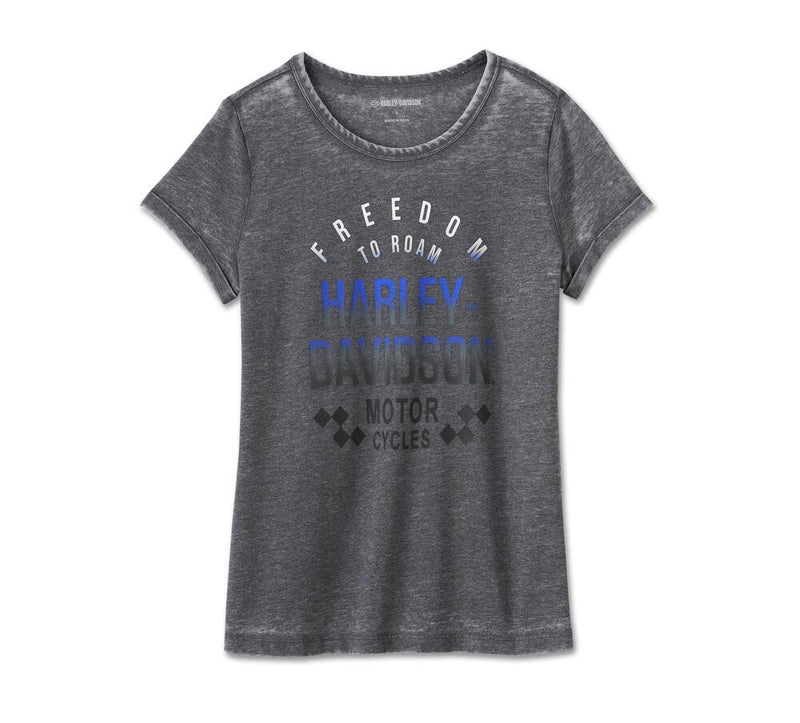 Harley-Davidson Camiseta Racing Graphic Mujer Negra Efecto Lavado