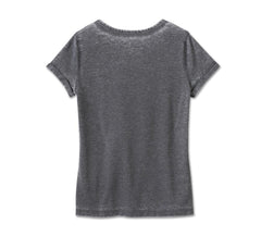Harley-Davidson Camiseta Racing Graphic Mujer Negra Efecto Lavado