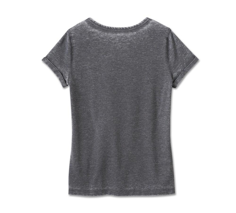 Harley-Davidson Camiseta Racing Graphic Mujer Negra Efecto Lavado