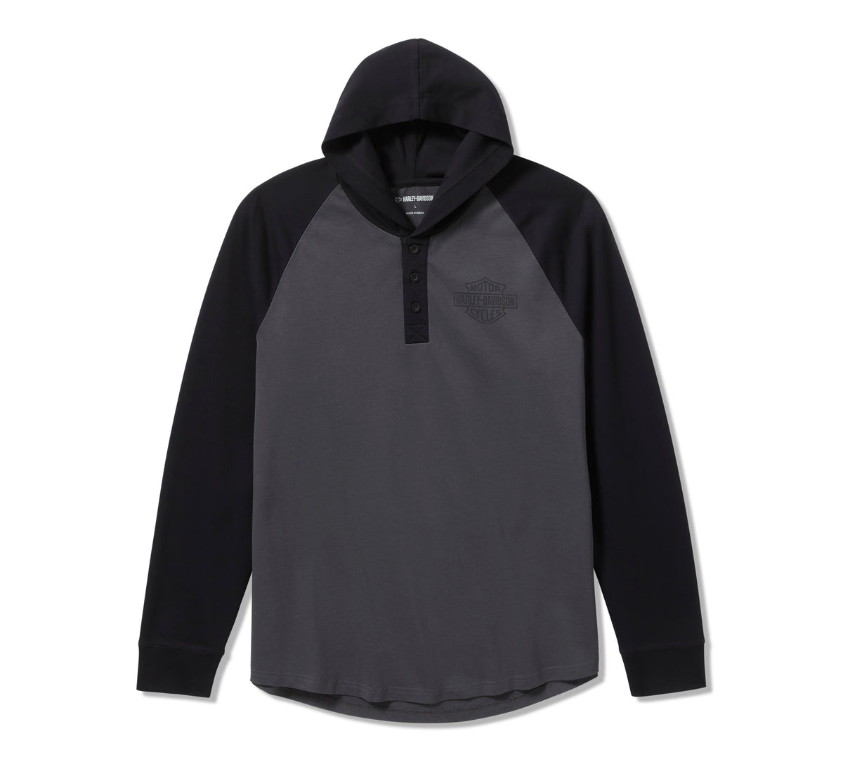 Harley-Davidson Camiseta Henley Hombre Negro Gris