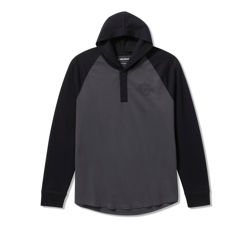 Harley-Davidson Camiseta Henley Hombre Negro Gris