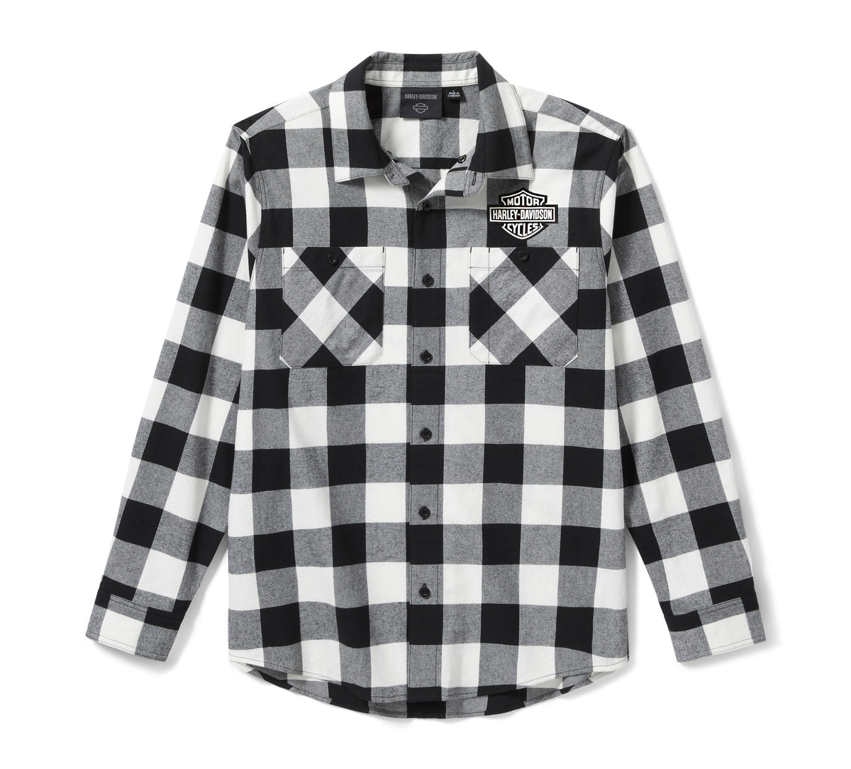 Harley-Davidson Camisa Cuadros Hombre Blanco Roto Negro