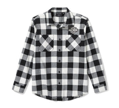 Harley-Davidson Camisa Cuadros Hombre Blanco Roto Negro