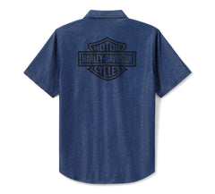 Harley-Davidson Camisa Chambray Bar & Shield Manga Corta Hombre Azul