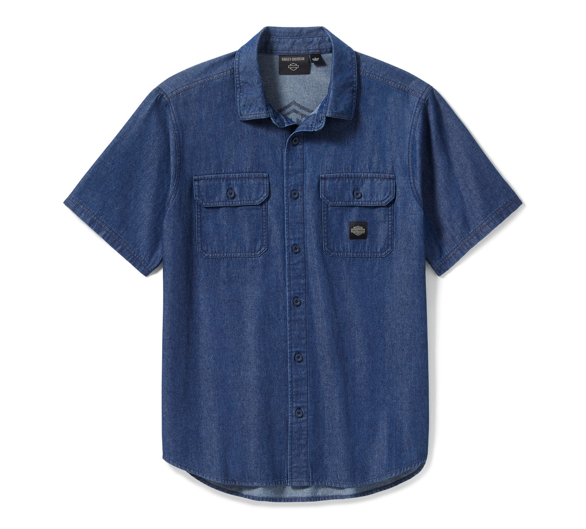 Harley-Davidson Camisa Chambray Bar & Shield Manga Corta Hombre Azul