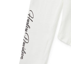 Harley-Davidson Camiseta Henley Mujer Blanco Roto