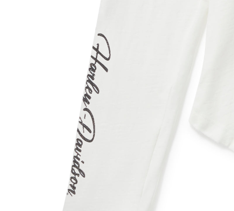 Harley-Davidson Camiseta Henley Mujer Blanco Roto