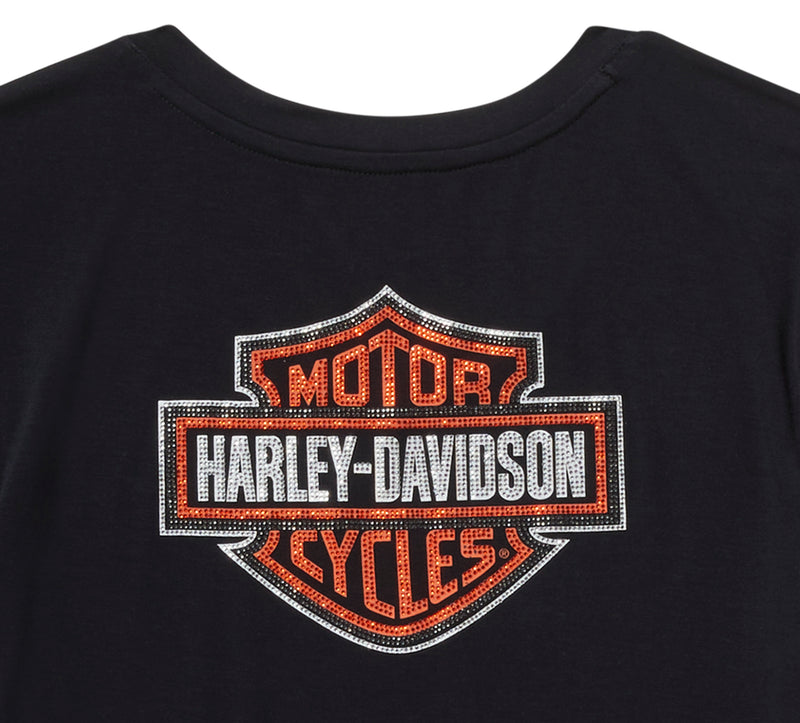 Harley-Davidson Camiseta Cuello Pico Essential Bling Mujer Negra