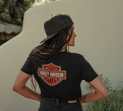 Harley-Davidson Camiseta Cuello Pico Essential Bling Mujer Negra