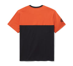 Harley-Davidson Camiseta Colorblock Hombre Negro Naranja