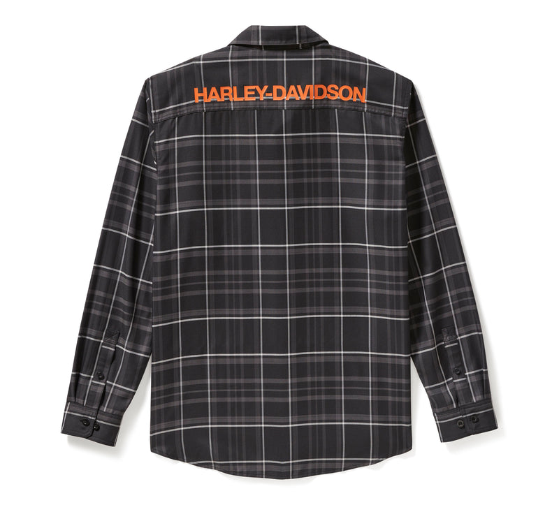 Harley-Davidson Camisa Cuadros Hombre Blanco Roto Negro