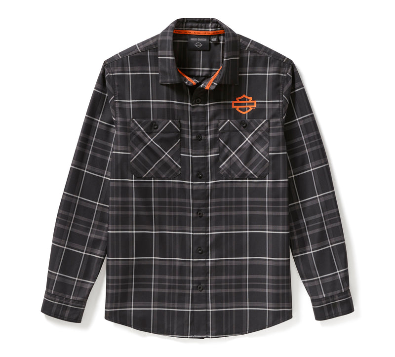 Harley-Davidson Camisa Cuadros Hombre Blanco Roto Negro