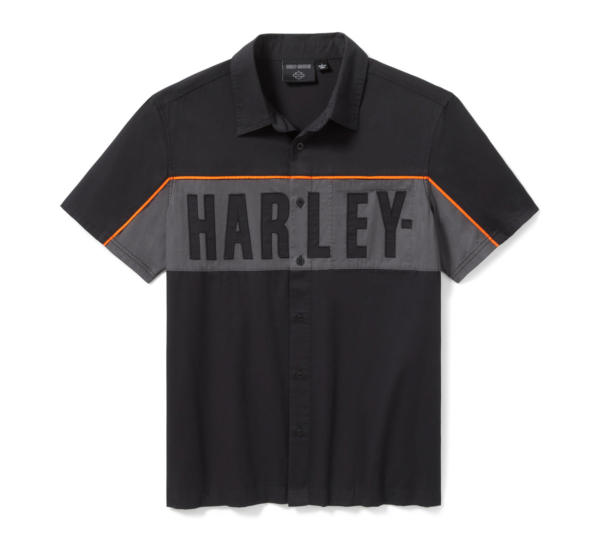 Harley-Davidson Camisa Colorblock Hombre Negro Gris