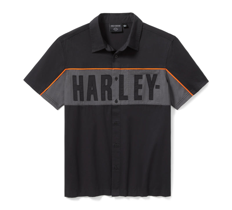 Harley-Davidson Camisa Colorblock Hombre Negro Gris