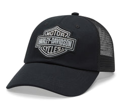 Harley-Davidson Gorra Trucker Bling Bar & Shield Mujer Negra