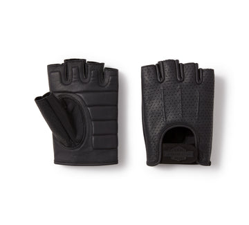 Harley-Davidson Guantes de Moto sin Dedos de Piel Perforada Hombre Negros