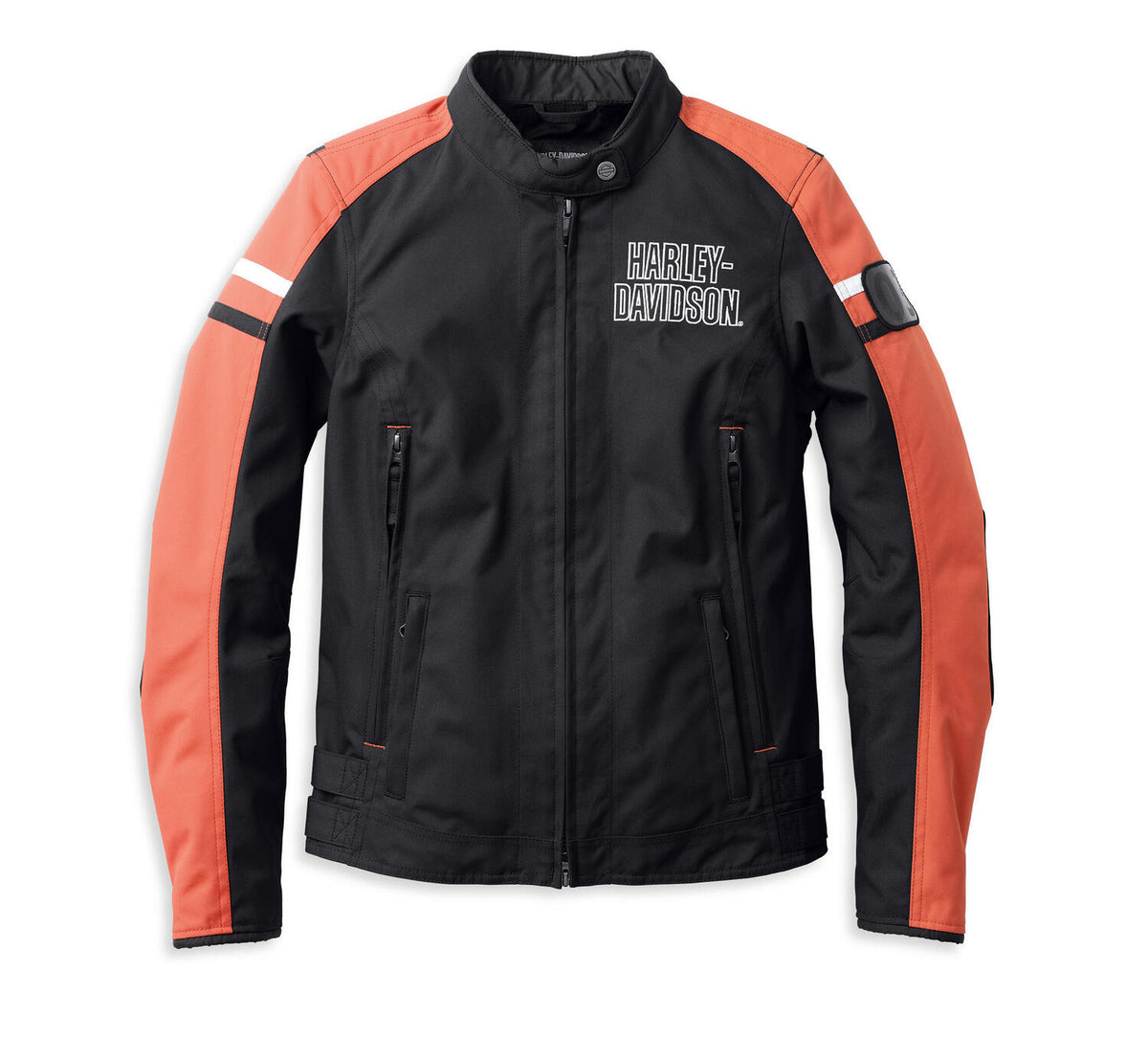 Harley-Davidson Chaqueta de Moto Impermeable Hazard Mujer Negra y Naranja