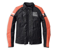 Harley-Davidson Chaqueta de Moto Impermeable Hazard Mujer Negra y Naranja