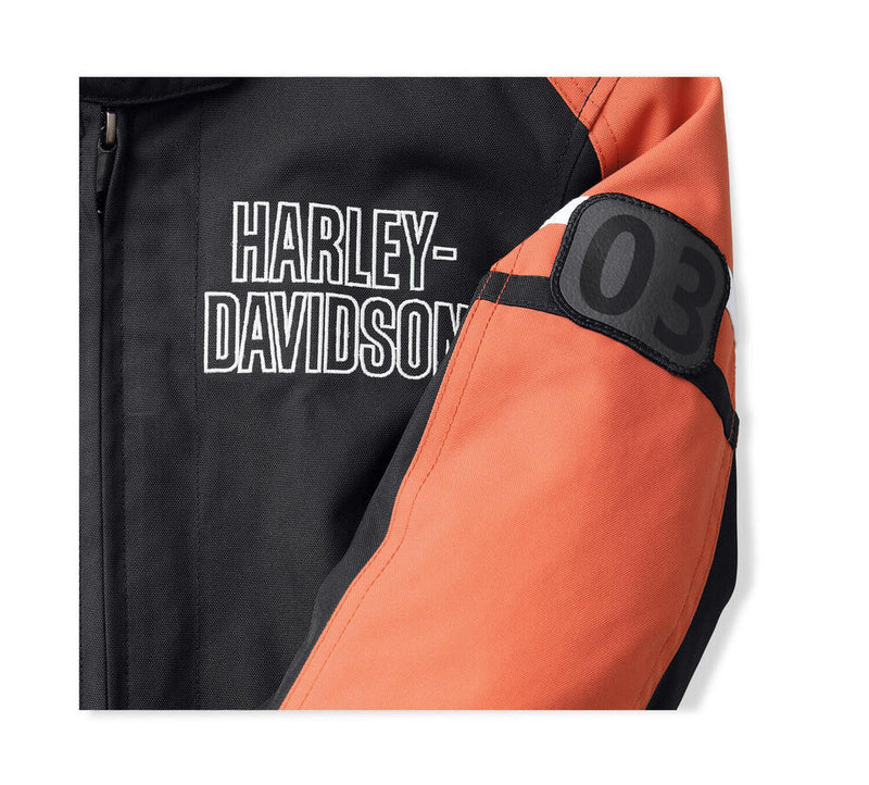 Harley-Davidson Chaqueta de Moto Impermeable Hazard Mujer Negra y Naranja