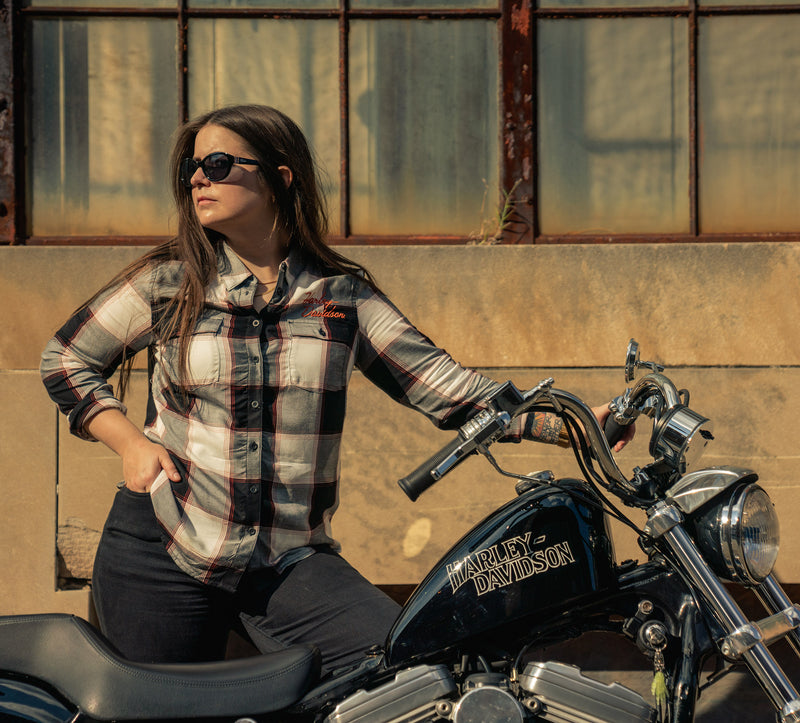 Harley-Davidson Camisa Cuadros Mujer Negro