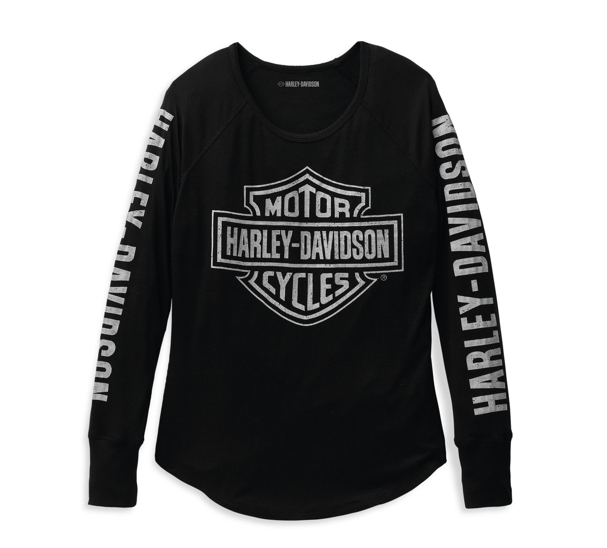 Harley-Davidson Camiseta Manga Larga Canalé Authentic Bar & Shield Mujer Negra