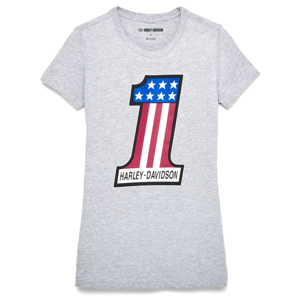 Harley-Davidson Camiseta #1 Race Mujer Gris Jaspeado