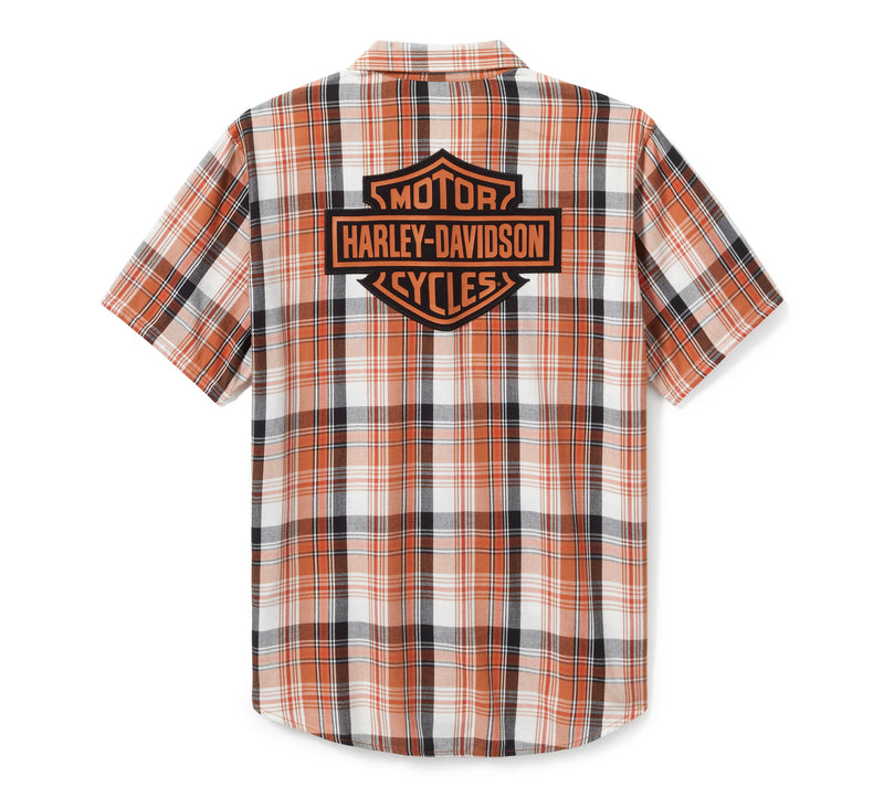 Harley-Davidson Camisa Cuadros Hombre Naranja