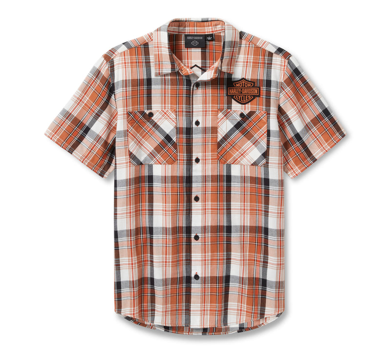 Harley-Davidson Camisa Cuadros Hombre Naranja