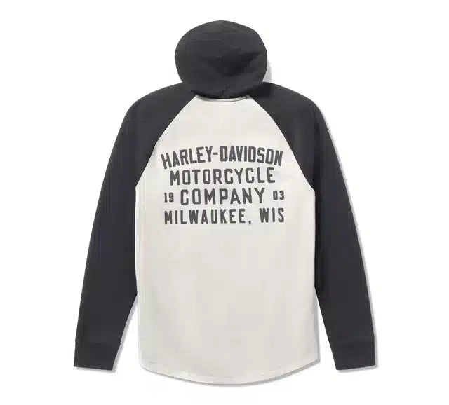 Harley-Davidson Camiseta Henley Hombre Blanco Roto Gris