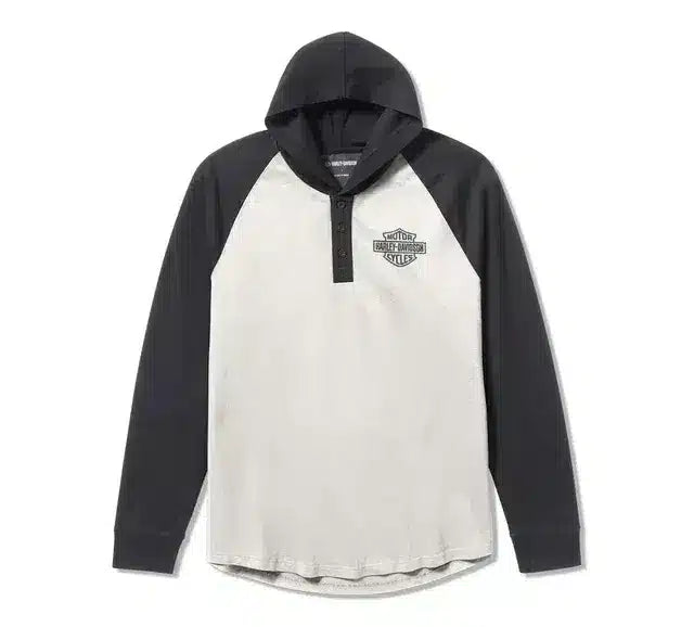Harley-Davidson Camiseta Henley Hombre Blanco Roto Gris