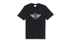 MINI Herren-T-Shirt mit geprägtem Logo-Flügel, Schwarz/Weiß