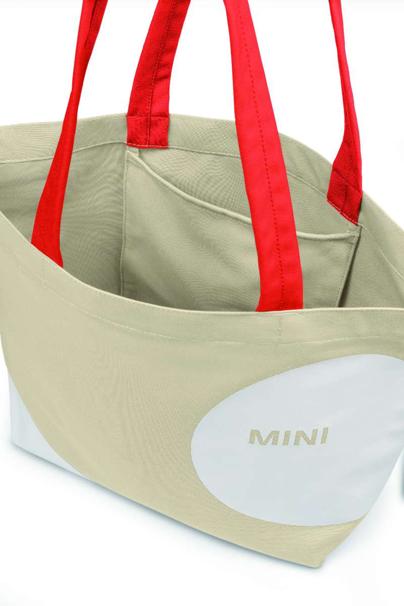 MINI Bolso Shopper Car Face Detail Vibrant Silver/Blanco